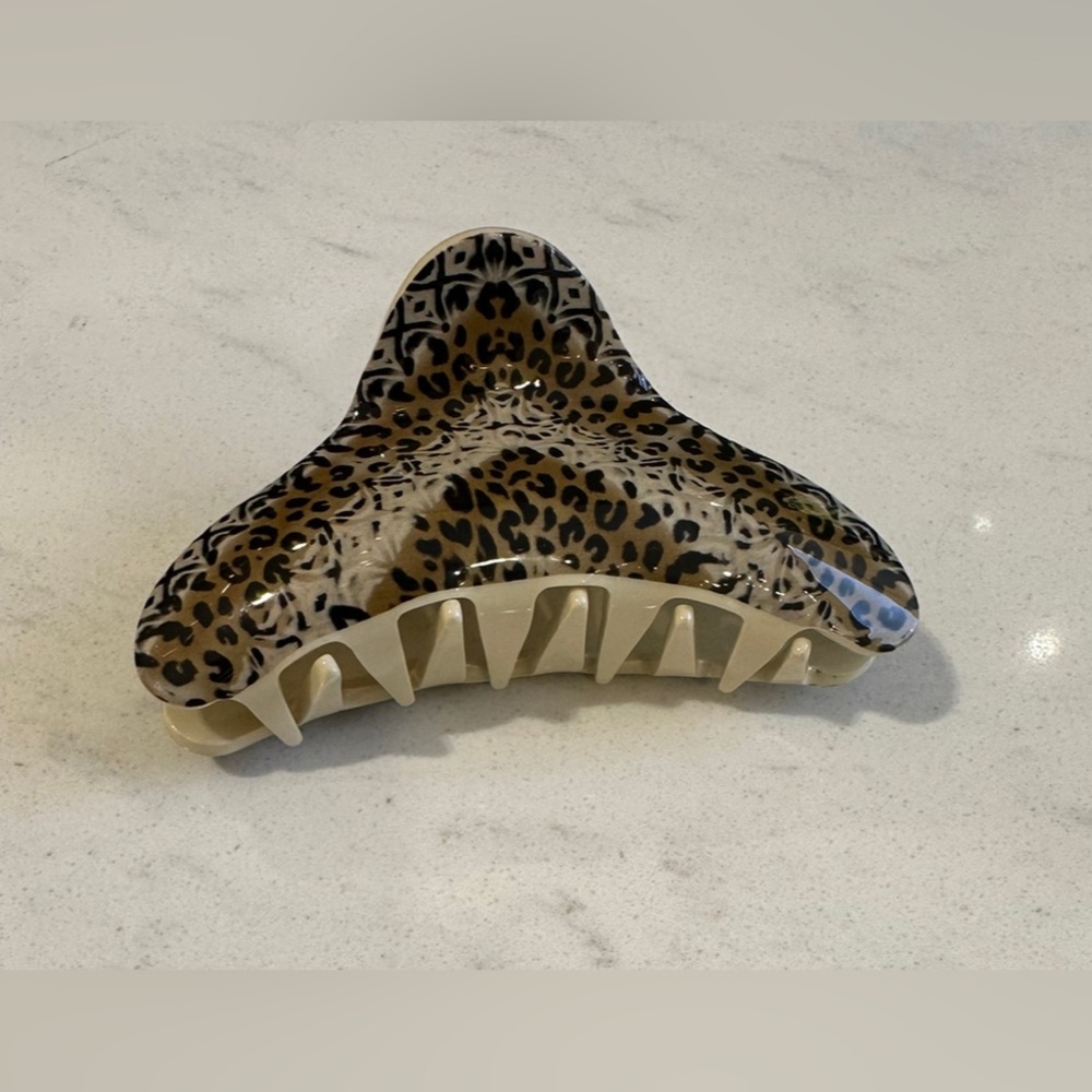 Johnny Was Leopard Print Hair Claw Clip - Beige/ Black - OS - NWT